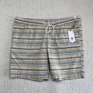 NWT Vissla Board Shorts Men XXL Mixer 17.5 Striped Blue Elastic Waist Beach Surf